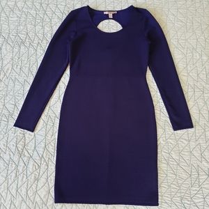 Forever 21 Blue Textured Cut Out Back Sheath Dress